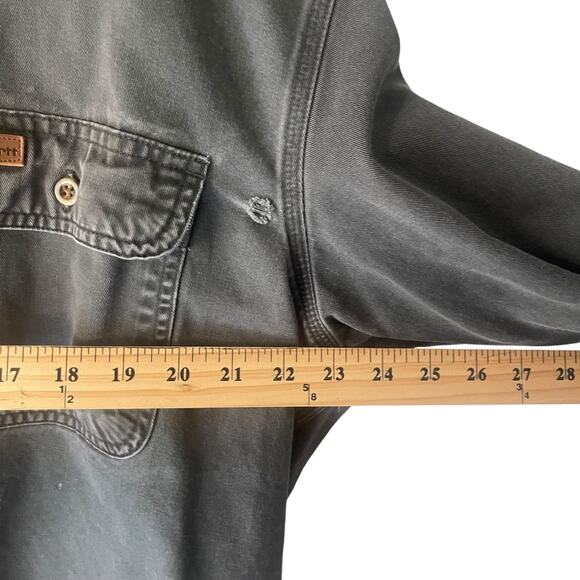 Carhartt Men 2XL‎ Grey Stone Canvas Heavy Workwear Long Sleeve Button Up - Picture 11 of 12